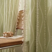PixelForge Floral Linen Curtain, Farmhouse Curtain for Living Room, Light Filtering Rod Pocket, 1 Panel, Sage Green, 52"W x 84"L