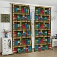 thumbnail image 1 of Pixelated Bookshelf Curtain for Kids, Shelf with Books in Pixel Art Style Game Concept Rod Pocket Window Treatments Drapes for Girls Boys Bedroom Playroom 26"W x 45"L (Pack of 2), 1 of 6