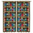 thumbnail image 1 of Pixelated Bookshelf Curtain for Kids, Shelf with Books in Pixel Art Style Game Concept Rod Pocket Window Treatments Drapes for Girls Boys Bedroom Playroom 26"W x 63"L (Pack of 2), 1 of 6
