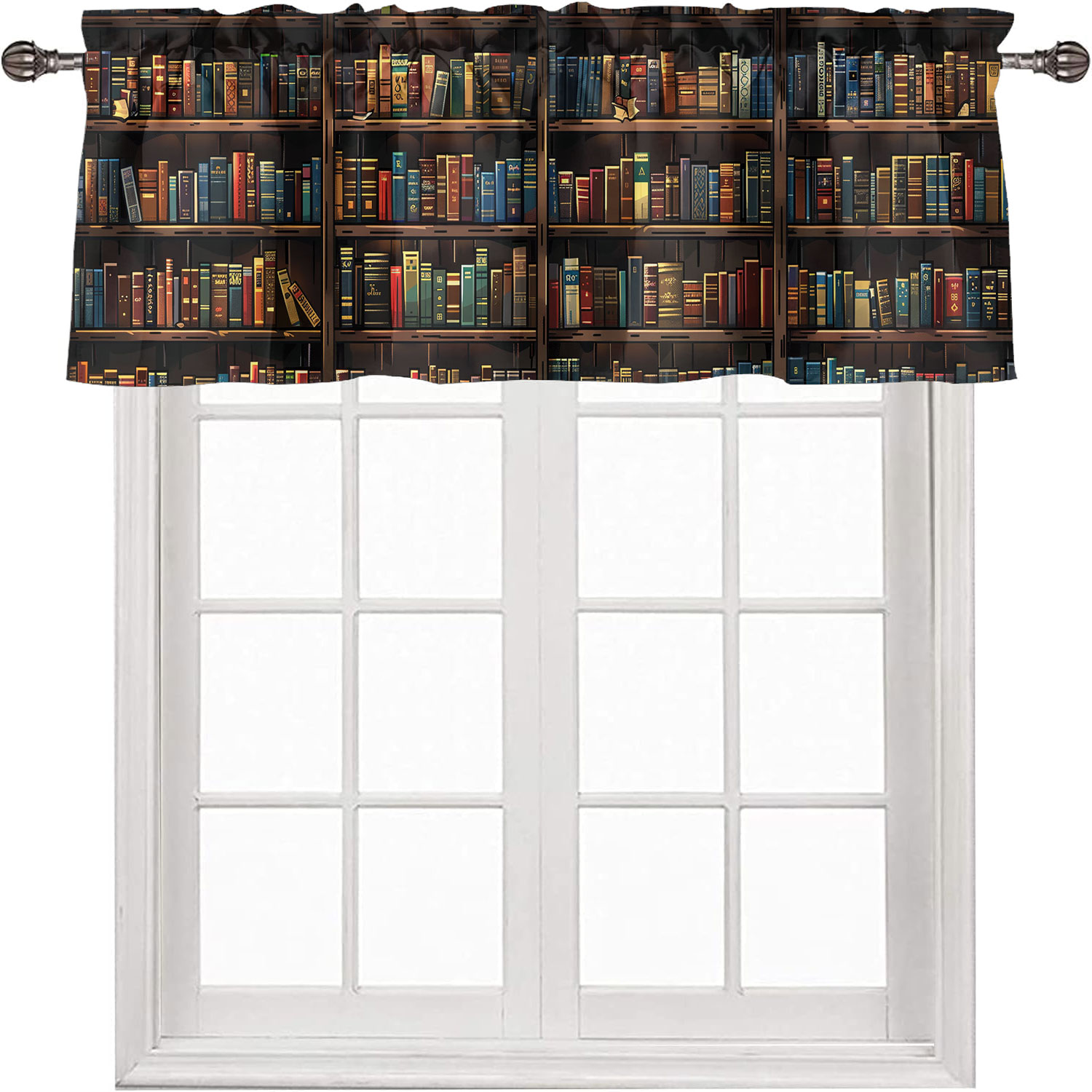 Pixelated Bookshelf Curtains Valances for Home DecorEducational ...