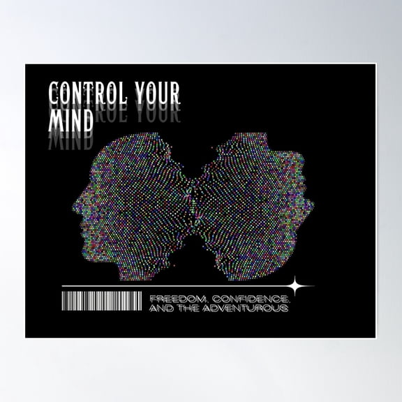 Pixelated Duality:Mind In Control Poster Wall Art, Modern Wall Decor For Living Room Bedroom, 12x18 UNFRAMED