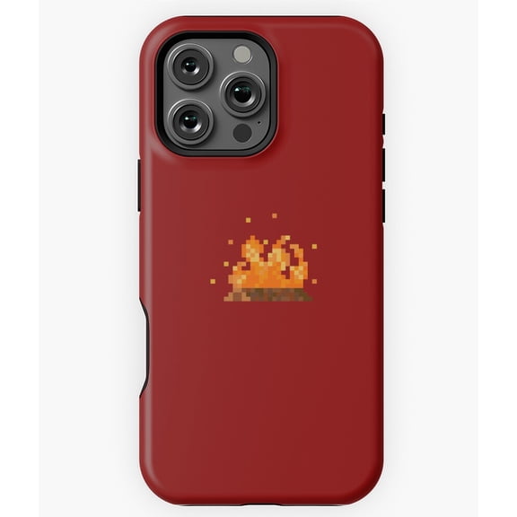 Pixelated Fire Design Phone Case for iPhone 16 15 14 13 12 11 Pro Max