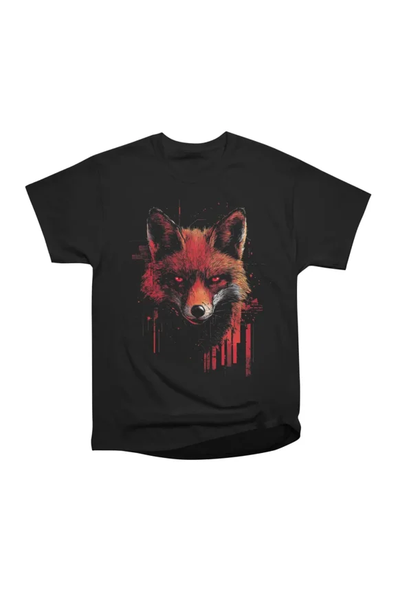 Pixelated Fox in Cyberspace T-Shirt Tee Gift For Him Merch For Her Apparel For Friend