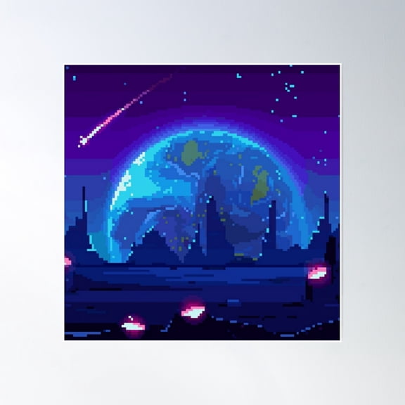 Pixelated "I Miss The Earth" Poster Wall Art, Modern Wall Decor, 16x16 UNFRAMED