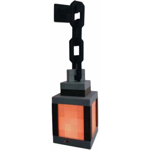 Pixelated Lantern Night Light -16-Color Led Wall Mood Night Light W Touch Switch&Remote Control-Rechargeable Night Lamp Costume Cosplay Nightstand LampMountable Table Light (with hanging rod + chain)