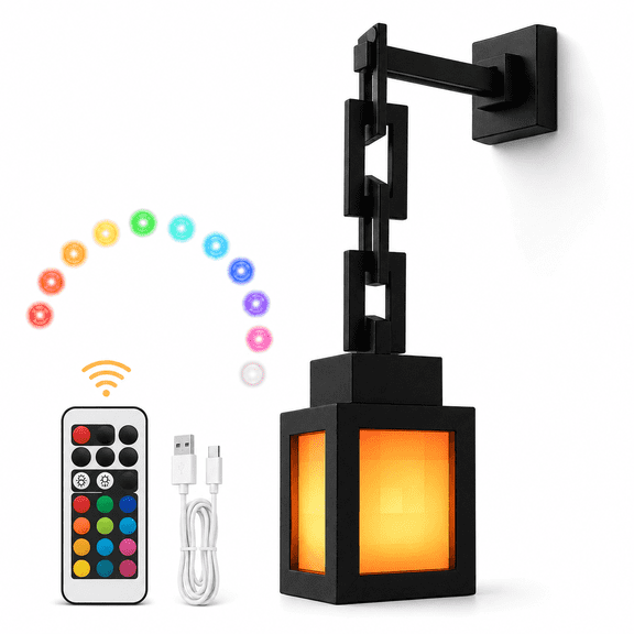 Pixelated Lantern Night Light, 2026 Xmas Gift LED 16 Colors Change Hanging Lantern Lamp - Rechargeable Wall Tabletop Night Lights for Gamer Boys Girls Man(x)