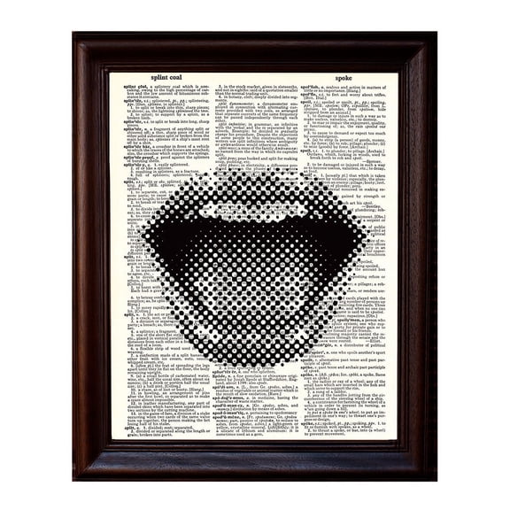 Pixelated Lips - Dictionary Art Print Printed On Authentic Vintage Dictionary Book Page - 8 x 10.5