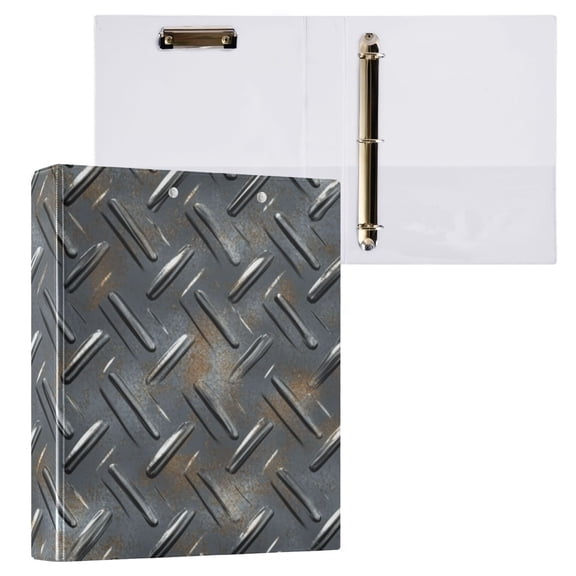 Pixelated Metal 3 Ring Binders 1.5 inch Hardcover File Folders with Interior Pockets A4 Size Organizer for School Office Hospital