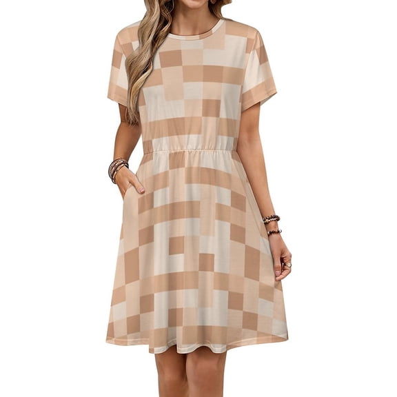 Pixelated Nudity Censored Light Skin Dress Fashion Beach Short Sleeve Dresses Female Party Printed Sundress