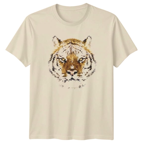 Pixelated Tiger Face Animals Tigers Mens T-Shirt Womens Graphic Tee Unisex Top