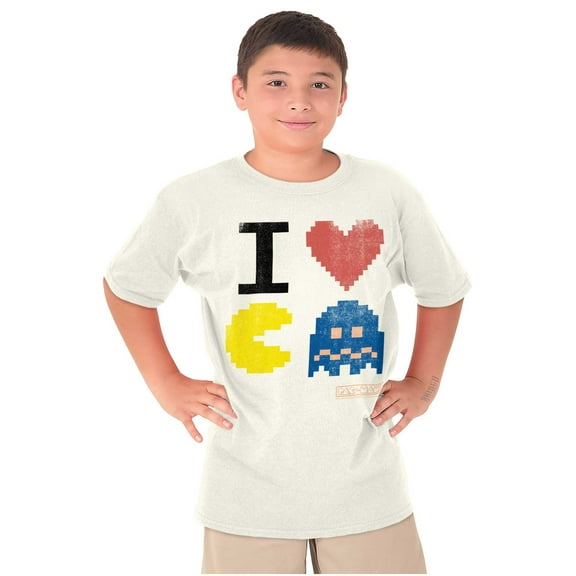 Pixelized Retro Game I Heart PACMAN Crewneck T Shirts Boy Girl Teen Brisco Brands L