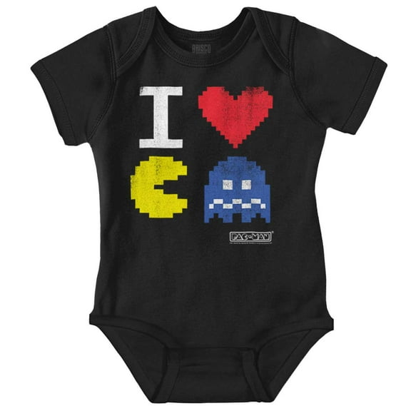 Pixelized Retro Game I Heart PACMAN Romper Boys or Girls Infant Baby Brisco Brands 12M