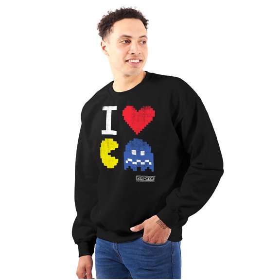 Pixelized Retro Game I Heart PACMAN Sweatshirt for Men or Women Brisco Brands X