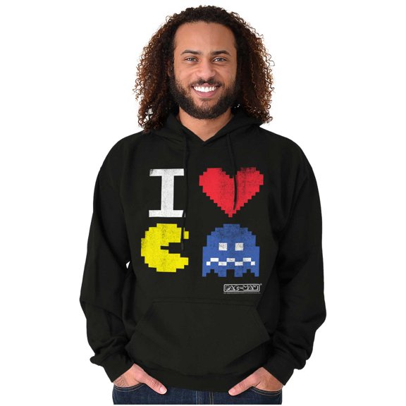 Pixelized Retro Game I Heart PACMAN Unisex Plus Size Hoodie Brisco Brands 4X