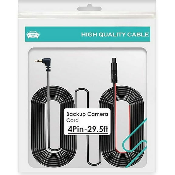 Pixelman 4 Pin Dash Cam Cable,29.5 Ft 4 Pin to 2.5mm Male Back Up Camera Cable,Dash Cam Reverse Camera Mirror Camera Cable with Trigger Cable,Fit for Pickup Truck Trailer SUV RV 