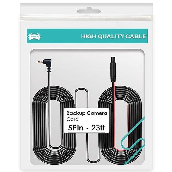 Pixelman Dash Cam Cable, 5 Pin to 2.5mm Male 23 Ft Back Up Camera Cable,Dash Cam Reverse Camera Cable, Mirror Camera Cable with Trigger Cable