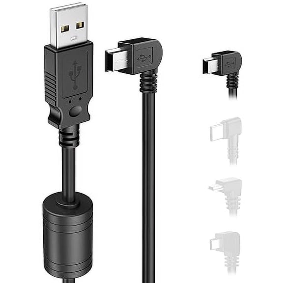 Pixelman Dash Cam Charger Cable,(3Ft 18AWG)Thicker Shielded Mini USB Charging Cable for Garmin Nuvi,Drivesmart 65,Zumo XT,90 Degree GPS Dashcam Replacement Power Cord,Mirror Camera Power Adapter Wire