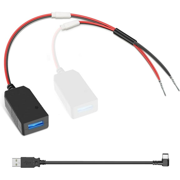 Pixelman Dashcam Power Adapter, Compatible with All Models,DC Buck Converter 12V to 5V,Dash Cam Hardwire Kit,Built-in Hide USB to (Type-C) Mirror Camera Dashcam Charger Adapter Cable,Plug and Play