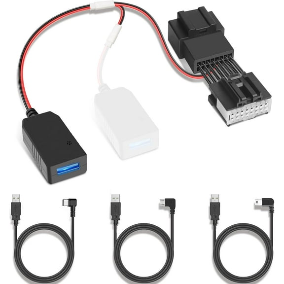 Pixelman Dashcam Power Adapter Compatible with Ford Bronco, F150 and more(16P TypeA),Connects to Rearview Mirror,Built-in Hide USB to GPS Radar Dash Cam Charger Adapter Cable,Clean Install