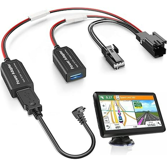 Pixelman GPS Charger Cable Adapter for Garmin(3-pin Type B),Compatible with Ford Escape/Ranger etc. Built-in Hidden USB Power Cord for Garmin Nuvi Zumo xt,Connect to Rearview Mirror,Clean Install