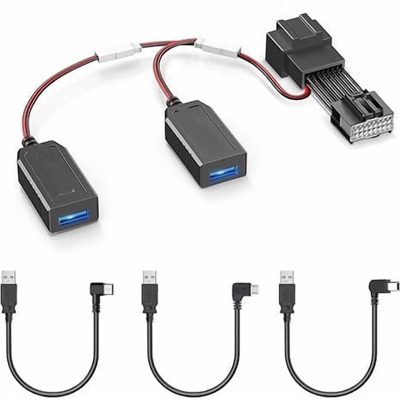 Pixelman GPS Dash Cam Power Adapter, (16Pin Type A Connector) Mirror Camera Radar Charger Station GPS Dashcam Charger Cable for Select Ford Bronco, F150 and More with Auto-dimming Rearview Mirror