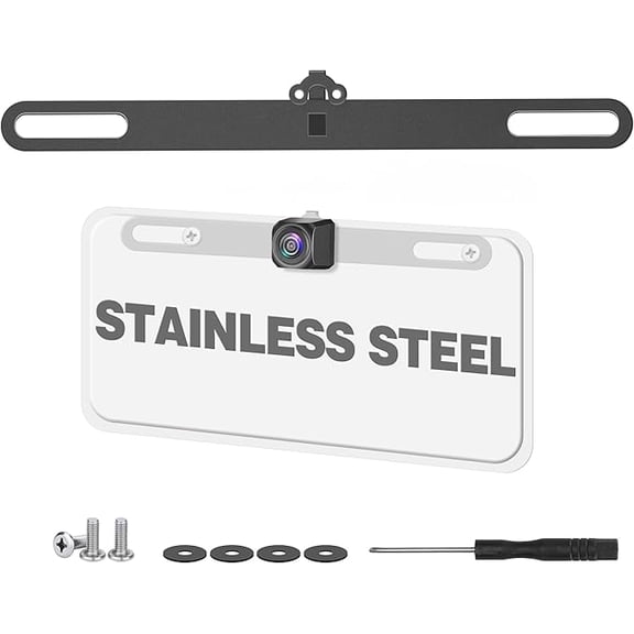 Pixelman Stainless Back Up Camera License Plate Mount,Universal License Plate Camera Mount for Mirror Camera,Backup Camera Mounting Bracket,Rear Cam Backup Camera Mount,Dash Cam License Plate Mount