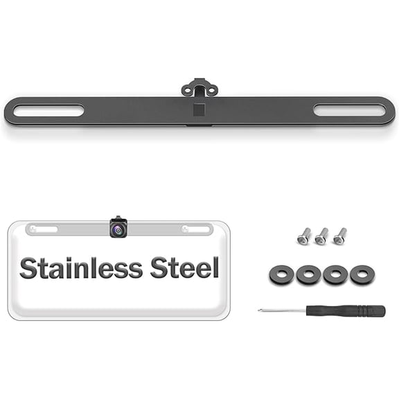 Pixelman Stainless Steel Backup Camera License Plate Mount,Dash Cam Rear View Camera Bracket, Car Back up Camera Mount, Mirror Camera Rear Camera Bracket,Dashcam Rear License Plate Camera Holder