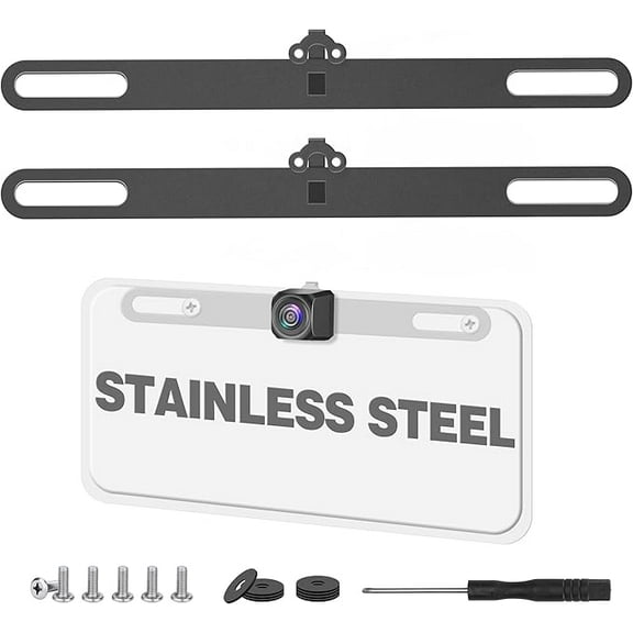 Pixelman Stainless Steel License Plate Camera Mount,2PCS Backup Camera License Plate Mount,Universal Backup Camera Mount,Car Rear Camera License Plate Bracket,Mirror Cam Dash Cam License Plate Mount