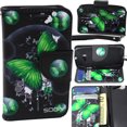 thumbnail image 1 of Pixi Eclipse Case, Alcatel OneTouch Pixi Eclipse Wallet Case, SOGA [Pocketbook Series] PU Leather Magnetic Flip Design Wallet Case for Alcatel One Touch Pixi Eclipse (A462C) - Green Butterfly, 1 of 4