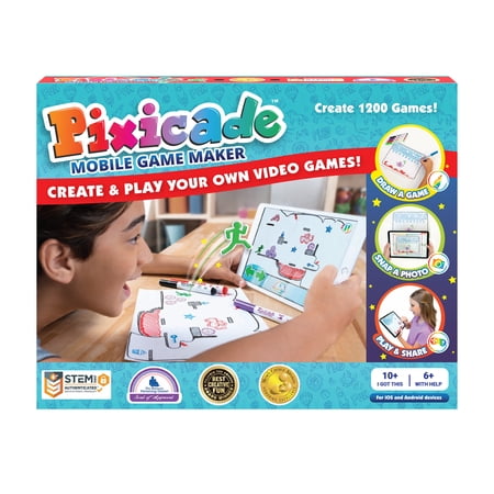 Pixicade Kid's Mobile Game Maker, Create 1200+ Virtual Games, Learn Math & Technology, Ages 6-12+