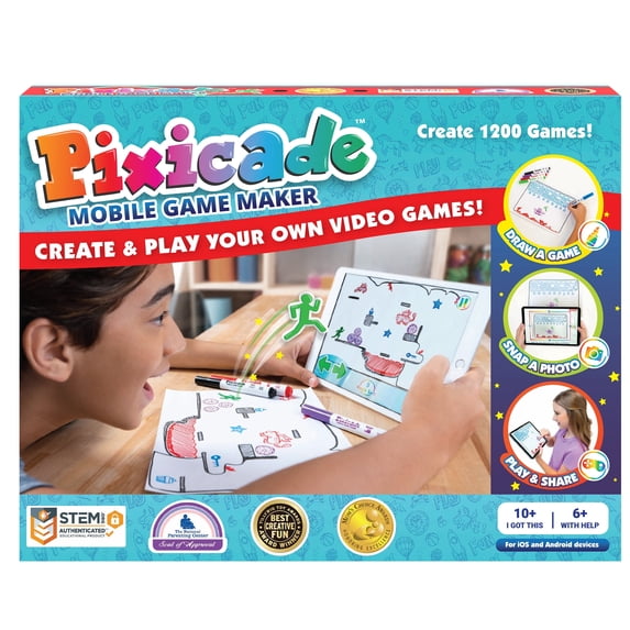 Pixicade Mobile Game Maker, Build Your Own Video Game, The Award Winning STEM Toy for Ages 6-12+, Creative Drawings to Animated Playable Kids Games, Entertainment Learning, Video Games
