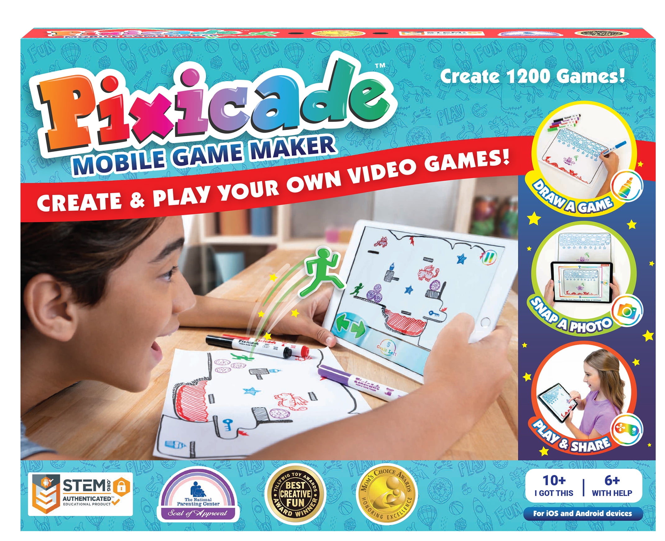Turn your drawings into video games with Pixicade Mobile Game Maker! D