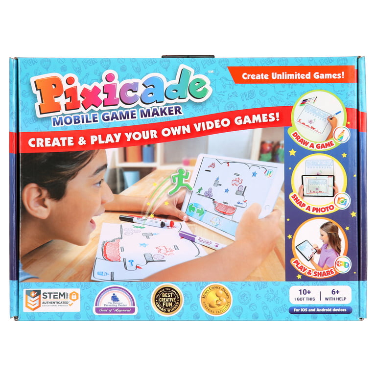 Pixicade Plus: Transform Creative Drawings to Animated Playable Kids Games  On Your Mobile Device or Tablet- Build Your Own Video Game- Award Winning