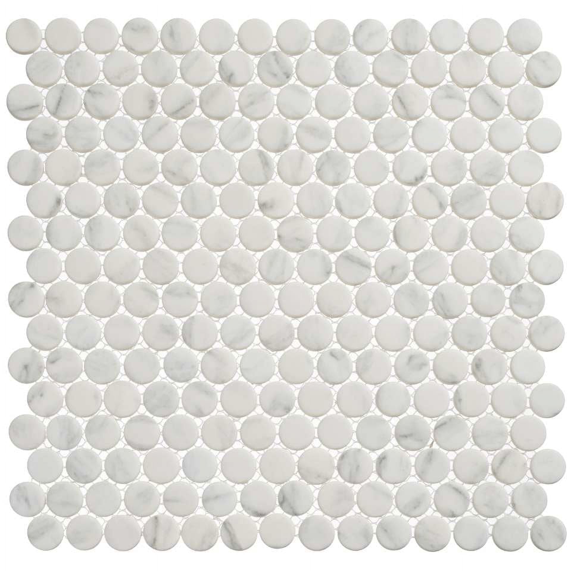 Aura White Penny Round Glass Mosaic Tile Sample