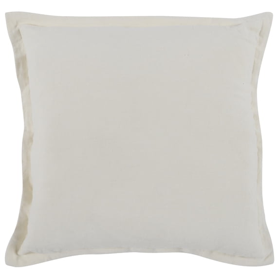 Pixie 22 x 22 Square Soft Fabric Accent Throw Pillow Flange Edges Cream- Saltoro Sherpi