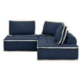 thumbnail image 1 of Pixie 3Pc Sofa Sectional Modular L Shaped Couch Navy Blue/Cream Fabric, 1 of 3