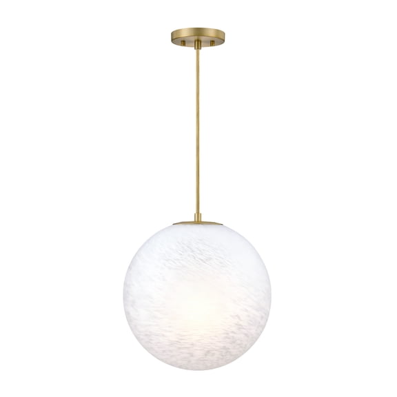 Pixie 60 Watt 1-Light Brushed Gold Globe Pendant Light with Etched Cloud Glass Shade