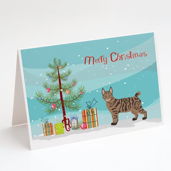 Pixie Bob 1 Cat Merry Christmas Greeting Cards and Envelopes Pack of 8