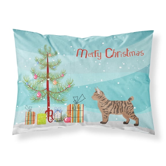 Pixie Bob 2 Cat Merry Christmas Fabric Standard Pillowcase