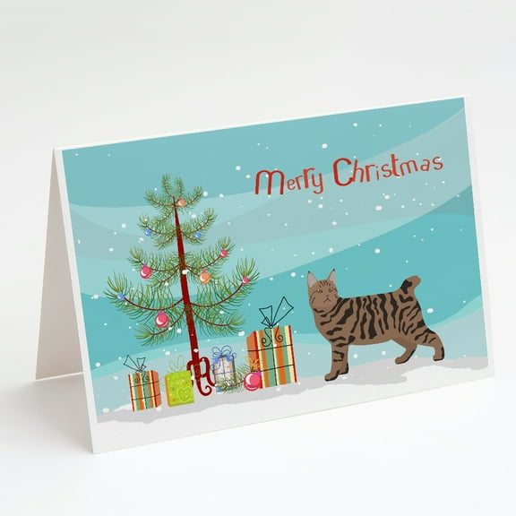 Pixie Bob 3 Cat Merry Christmas Greeting Cards and Envelopes Pack of 8