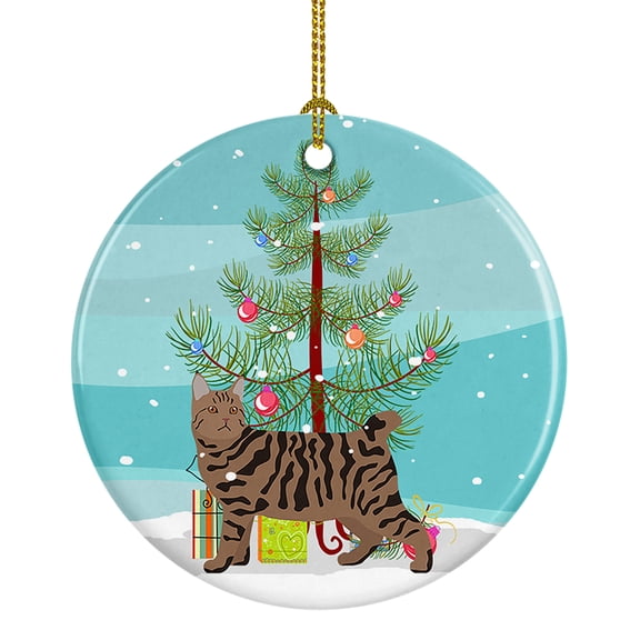 Pixie Bob #3 Cat Merry Christmas Ceramic Ornament 2.8 in x 2.8 in