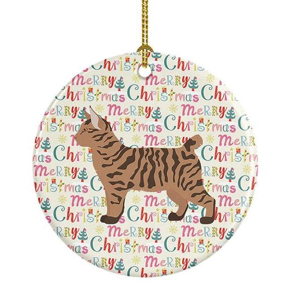 Pixie Bob #2 Cat Christmas Ceramic Ornament 2.8 in x 2.8 in