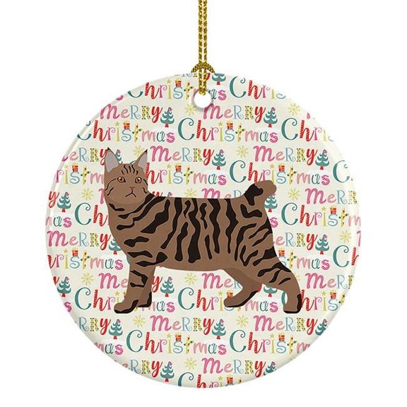 Pixie Bob #3 Cat Christmas Ceramic Ornament 2.8 in x 2.8 in