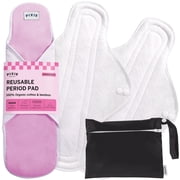Pixie Cotton Cloth Pads for Feminine Care - 100% Organic Reusable Pads - Ranked 1 for Softest Menstrual Sanitary Napkins - Machine Washable & Includes Free Wet Bag - Menstrual Liner Overnight