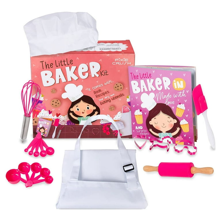 Pixie Crush The Little Baker Kit Mini Baking Set for Kids - DIY Cooking Kit Includes Chef, Pink