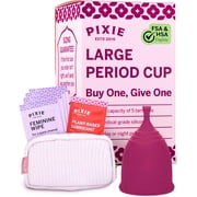 Pixie Cup - Soft, Safe, Reusable Menstrual Cup - Ranked 1 for The Best Tampon Alternative - 100% Medical-Grade Silicone Period Cup for Feminine Care - Buy One We Give One Plum, Large