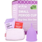 Pixie Cup - Soft, Safe, Reusable Menstrual Cup - Ranked 1 for The Best Tampon Alternative - 100% Medical-Grade Silicone Period Cup for Feminine Care - Buy One We Give One Purple, Small
