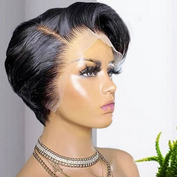 Pixie Cut Bob Wigs Body Wave Short Bob Wigs Human Hair T Part Transparent Lace Wigs for Black Women Pre Plucked Natural Hairline