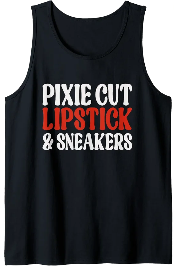 Pixie Cut Lipstick And Sneakers Tank Top Size S-3XL