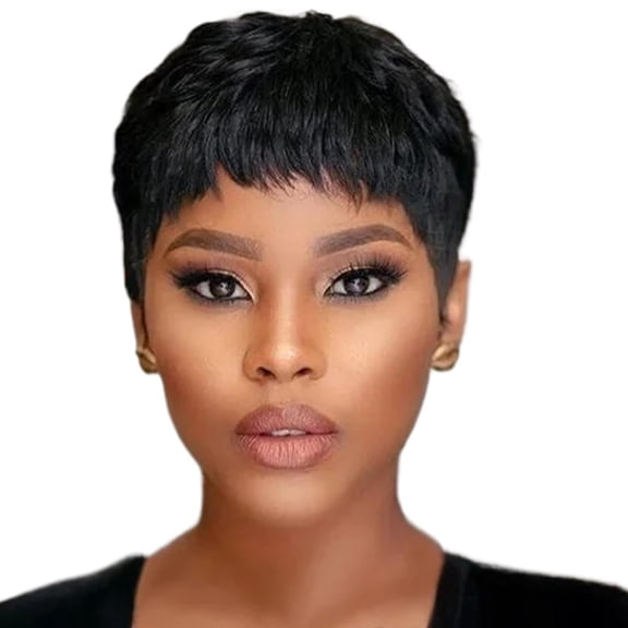 Pixie Cut Wig Human Hair Black Short Wigs for Black Women 3 Inch Glueless Natural Look Lace Front Wig with Bangs Straight Short Human Hair Wigs